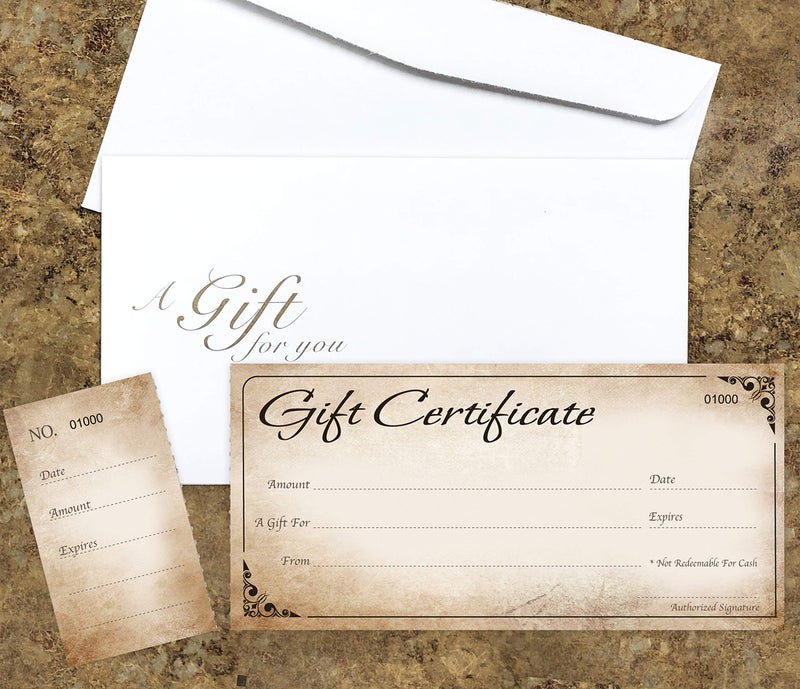 IMPACTONLINEPRINTING Blank Gift Certificates Cards with Free Envelopes 25 set with Stub - Rustic Image - Gift Certificates for Small Business - Image 3